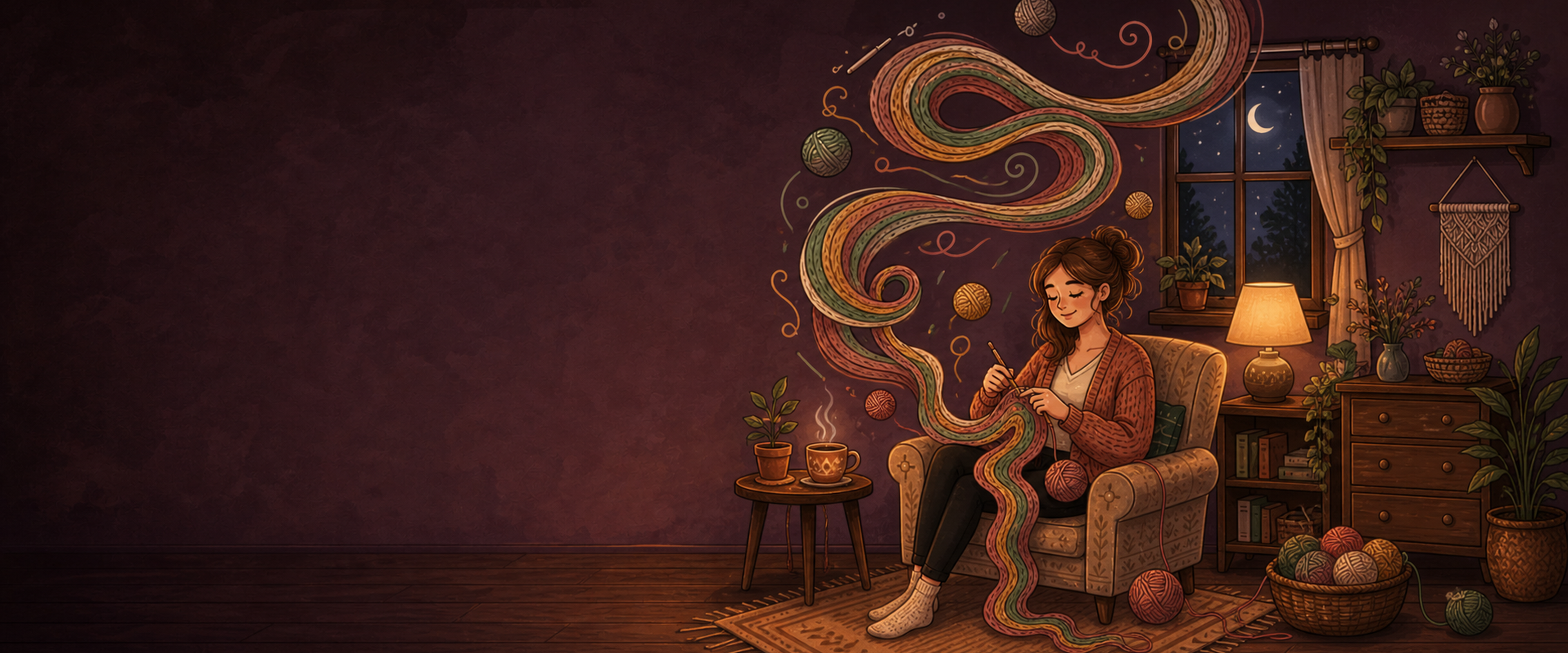 Handmade crochet illustration - Night version